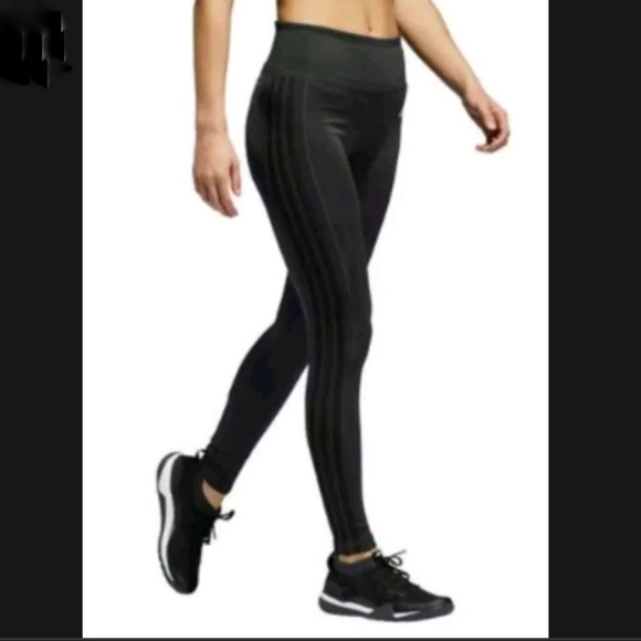 Adidas women 3 stripe tight gray black full length legging small - Picture 1 of 9